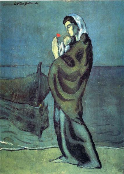 Pablo Picasso Oil Paintings Mother And Child On The Beach